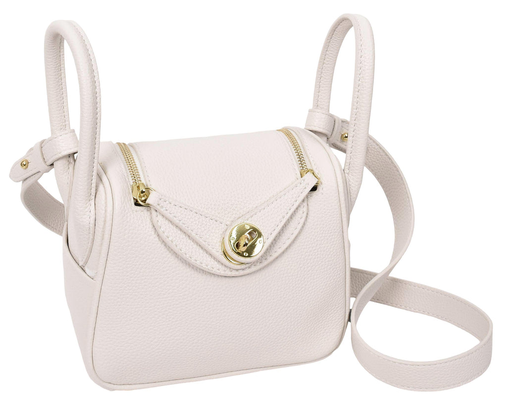 Regina Women's Faux Leather Mini Shoulder Strap Bag White-8