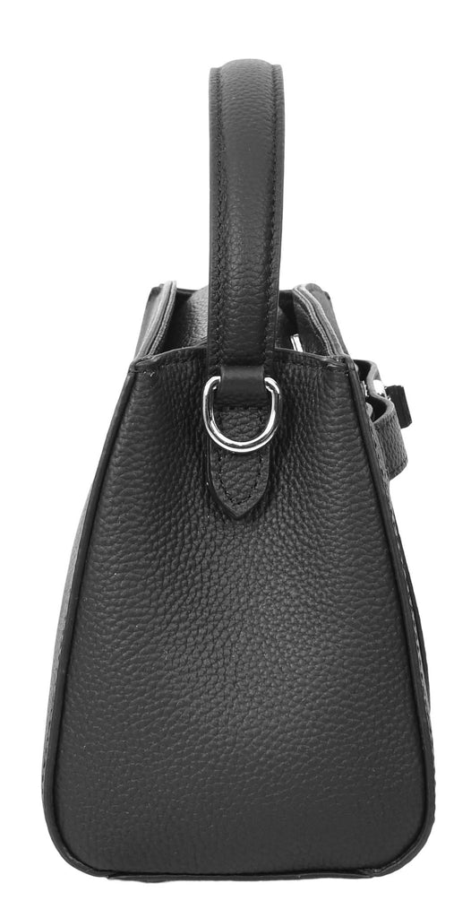 Halifax Women Small Leather Top Handle Shoulder Handbag  Black-8