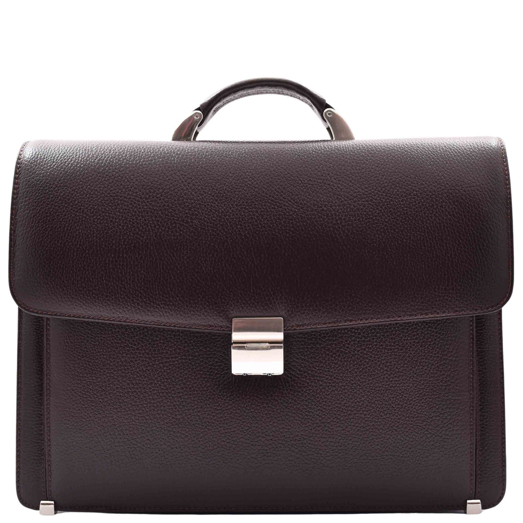 DR602 Men's Classic Leather Executive Briefcase Bag Brown 8