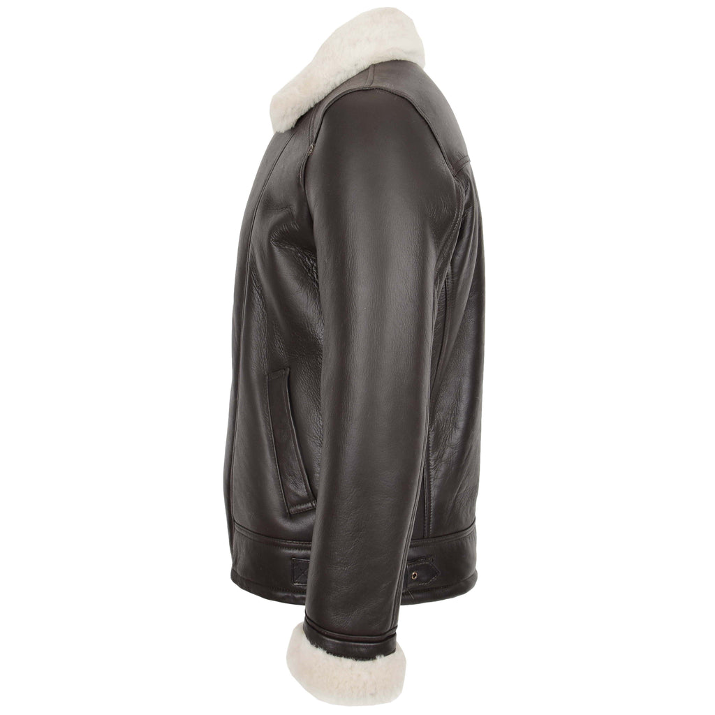 DR167 Men's Classic Sheepskin Leather Jacket White 5