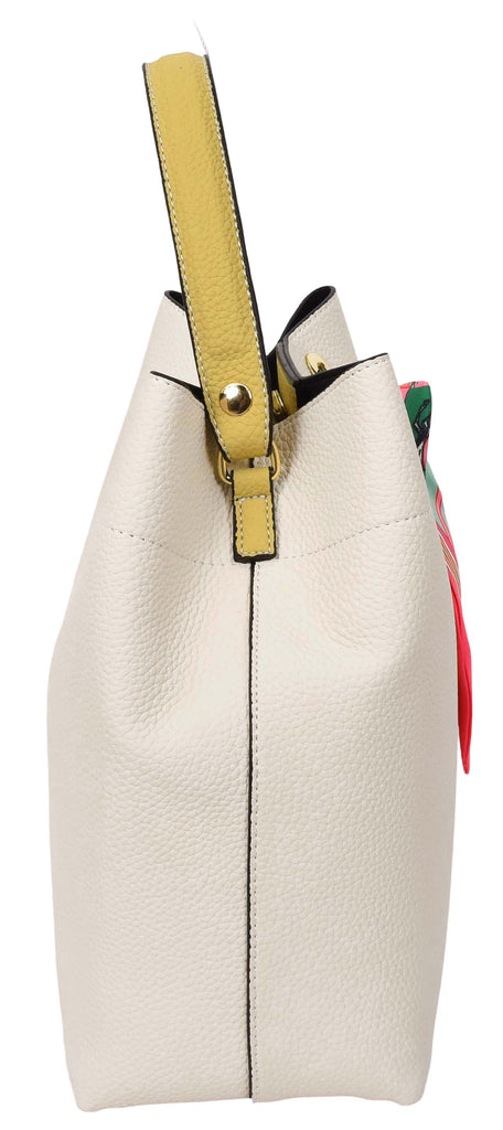 Adele  Women's Faux Leather Large Tote Cosmetics Shoulder Bag Off  White-8