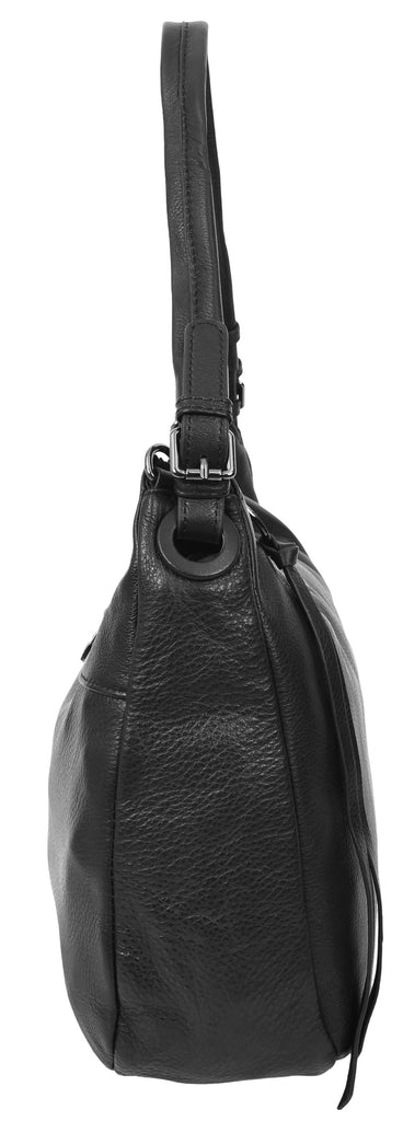 Ottawa Women's Genuine Leather Hobo Style Shoulder Handbag  Black-6