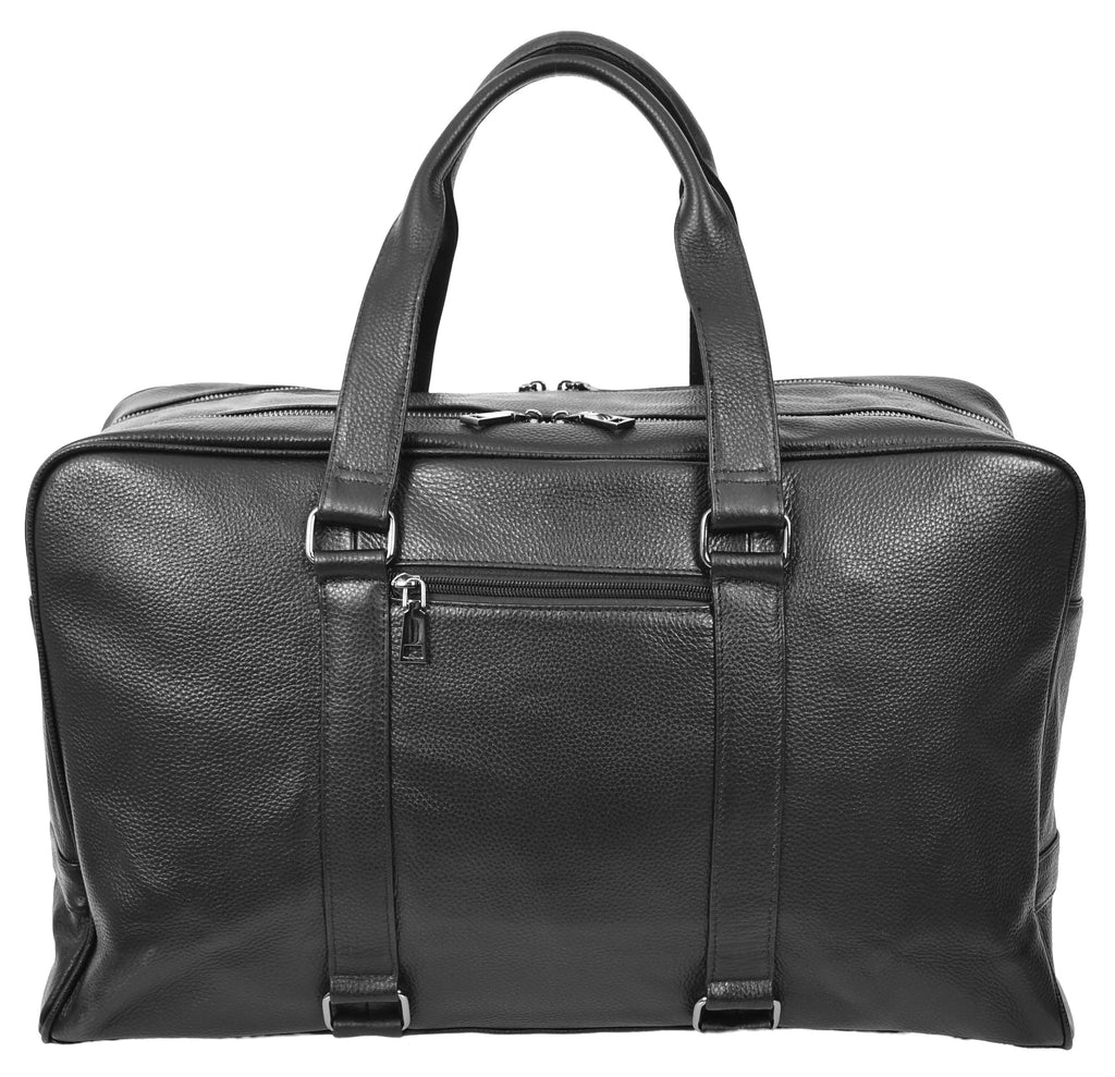 Alexis Leather Large Classic Weekend Travel Holdall Bag Black-8