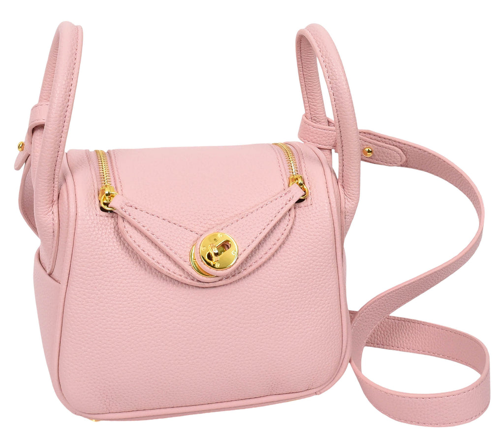 Regina Women's Faux Leather Mini Shoulder Strap Bag Pink-8