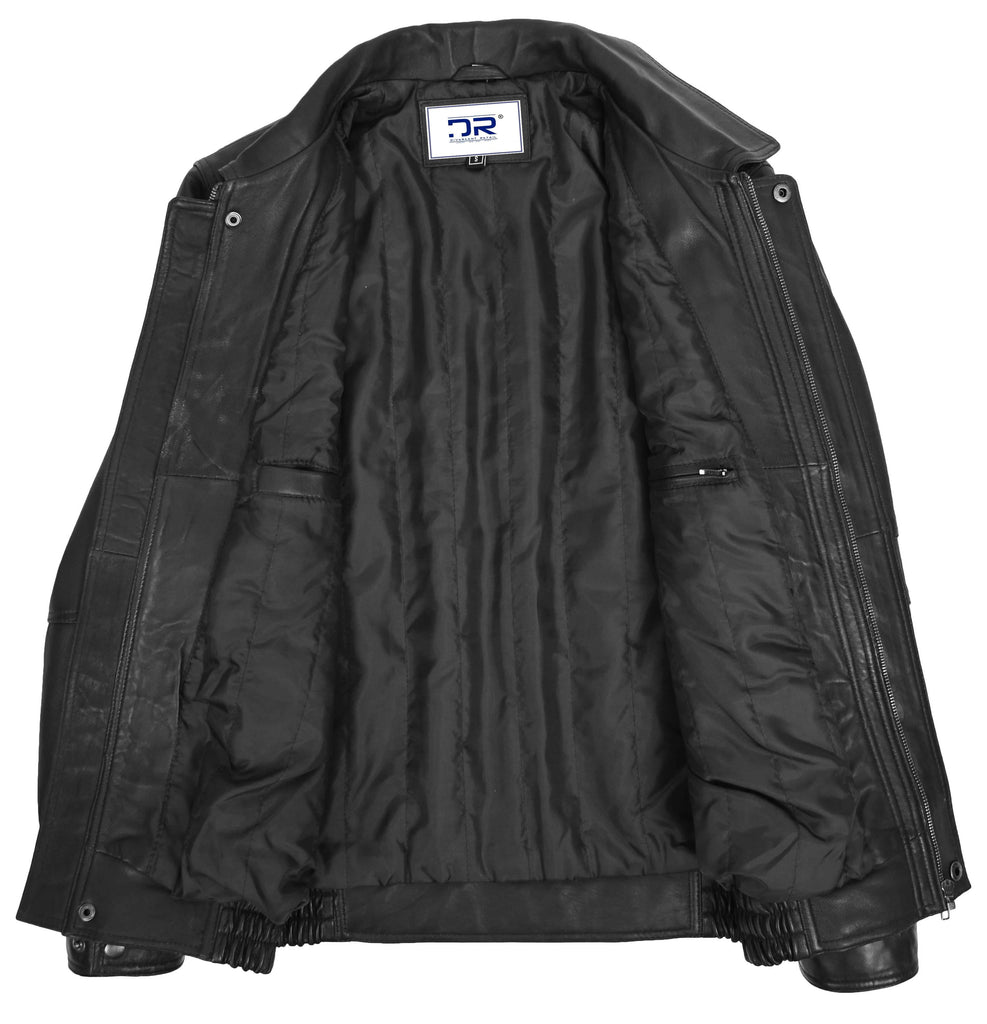 DR107 Men's Leather Classic Blouson Jacket Black 8