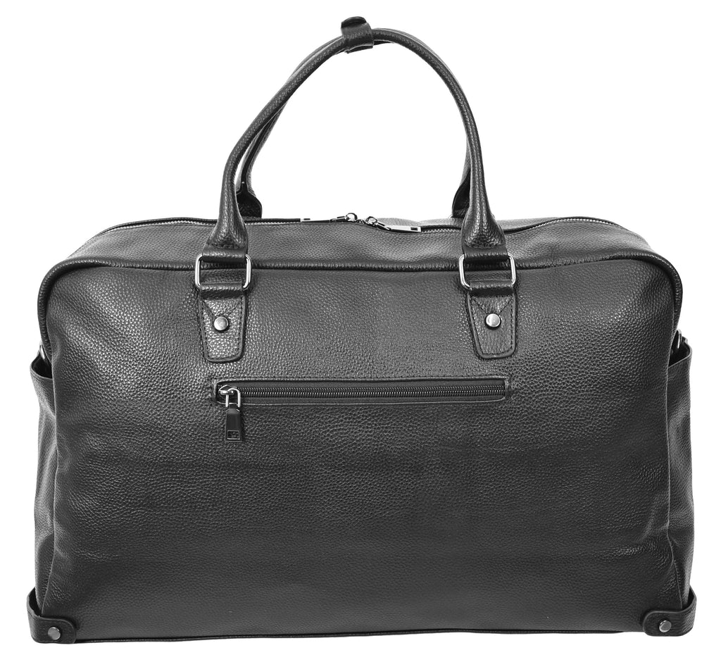 Kinsley Leather Classic Weekend Travel Large Holdall Bag Black-8