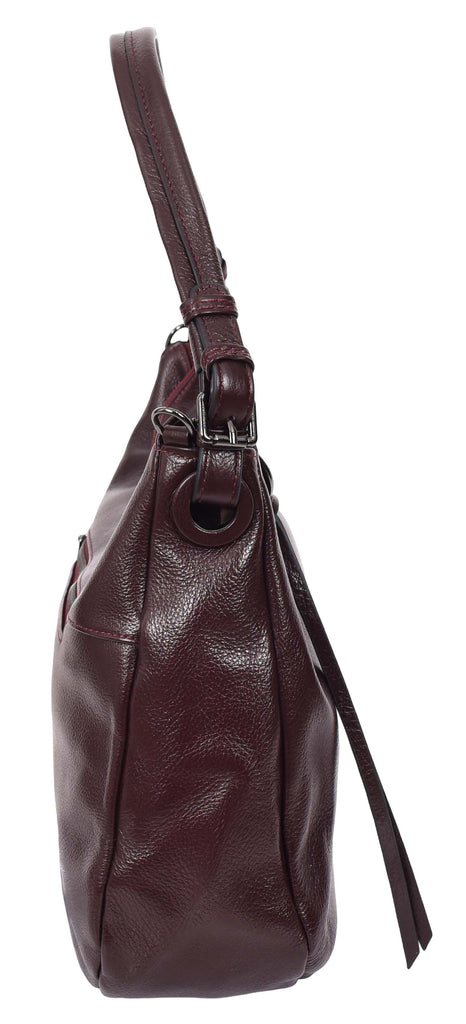 Ottawa Women's Genuine Leather Hobo Style Shoulder Handbag Purple-8