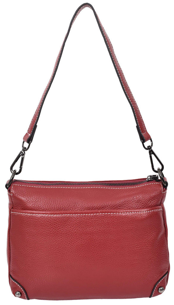 Adalynn Women's Real Leather Cross-Body Organiser Shoulder Bag Red-8