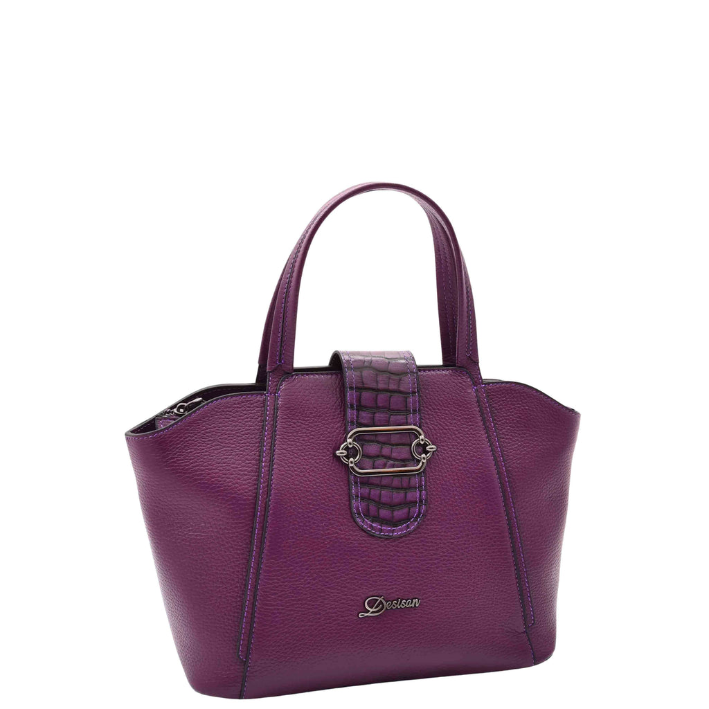 DR586 Women's Stylish Leather Adjustable Strap Handbag Purple 8