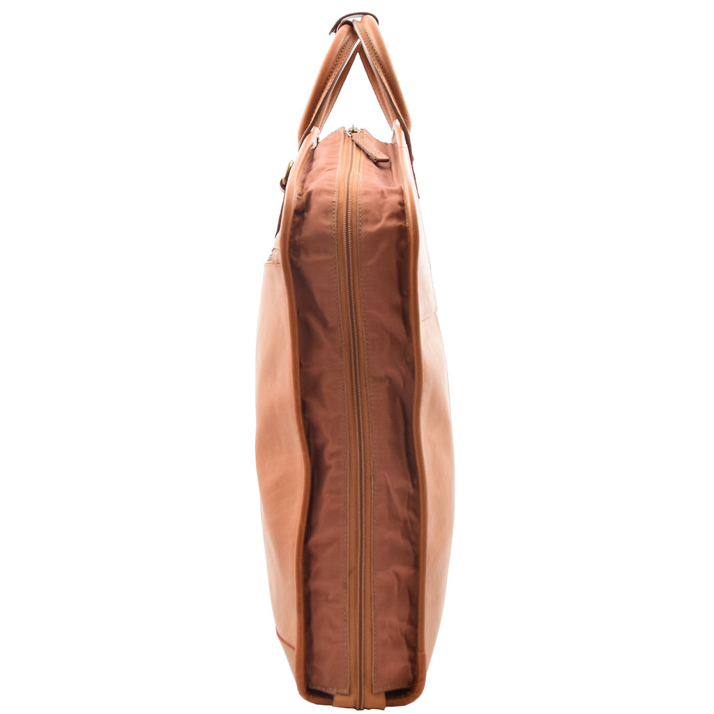 DR613 Genuine Leather Travel Suit Carrier Garment Bag Tan 8