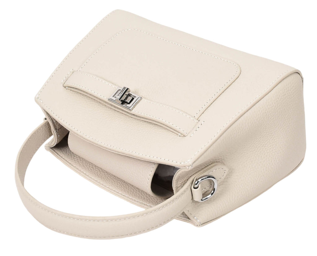 Halifax Women Small Leather Top Handle Shoulder Handbag  Off white-9