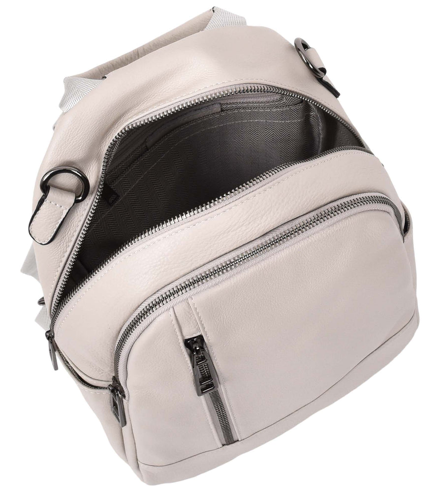 Calgary Women's Organiser Genuine Leather Backpack Off White-9