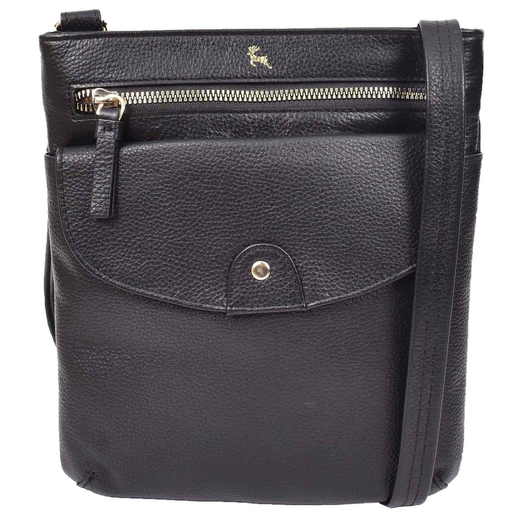 DR686 Ladies Leather Cross Body Sling Bag Black 2