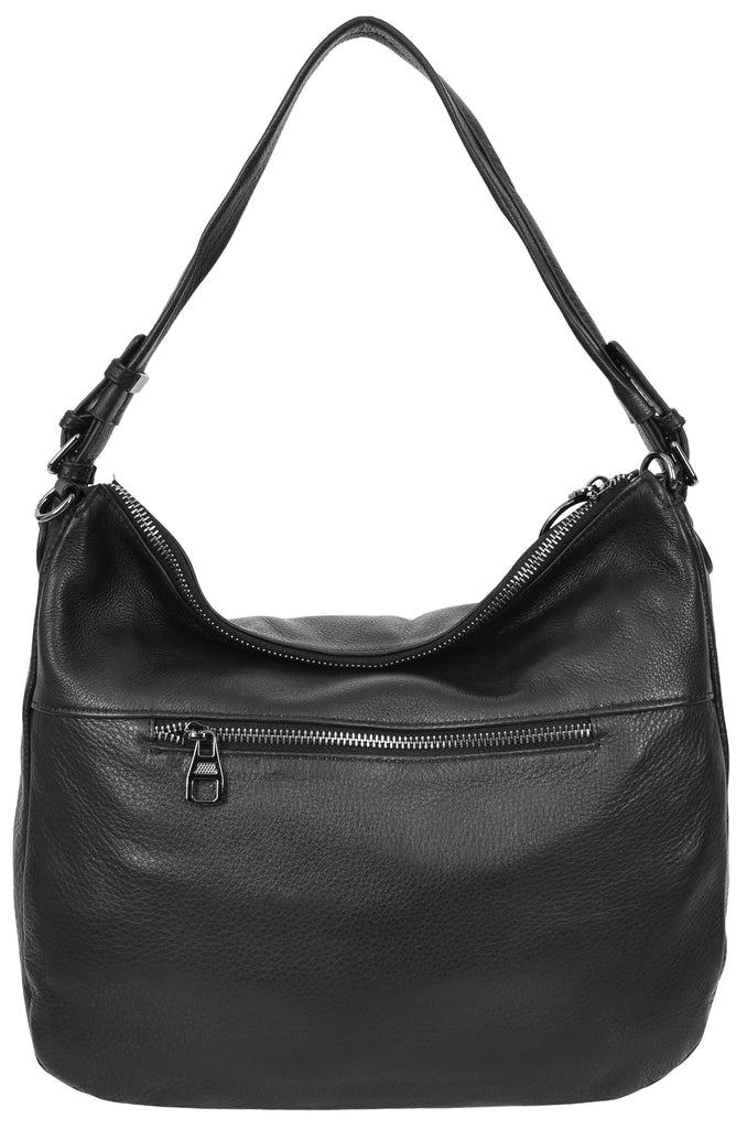 Ottawa Women's Genuine Leather Hobo Style Shoulder Handbag  Black-7