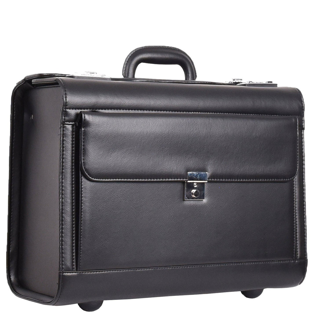 DR688 Leather Cabin Size Travel  Flight Carry Bag Black 12