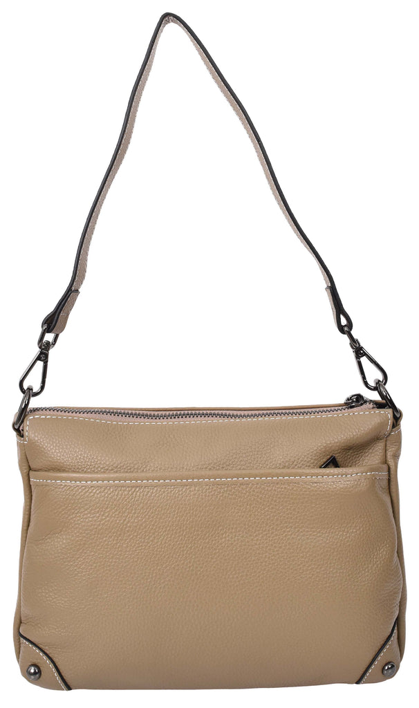 Adalynn Women's Real Leather Cross-Body Organiser Shoulder Bag Beige-7