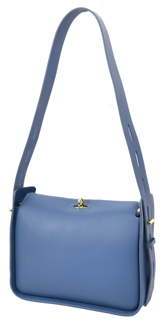 Toronto Women's Classic Real Leather Organiser Shoulder Bag Blue-9