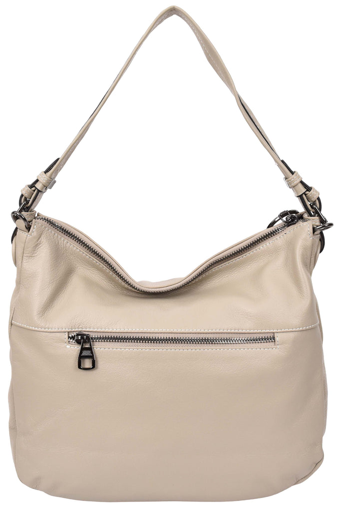 Ottawa Women's Genuine Leather Hobo Style Shoulder Handbag Taupe-9