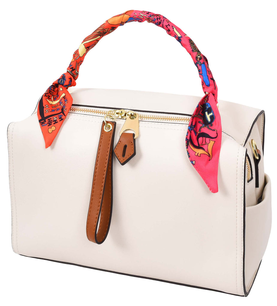 Aaliyah Women's  Faux Leather Barrel-Shaped Shoulder Handbag White-9