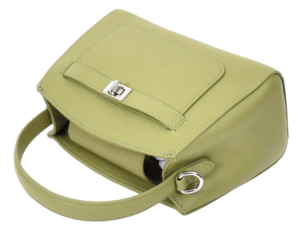 Halifax Women Small Leather Top Handle Shoulder Handbag  Olive-9