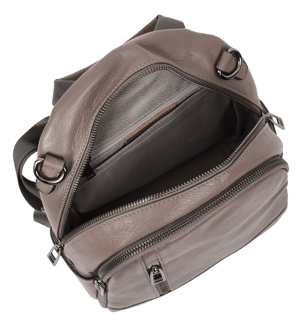 Calgary Women's Organiser Genuine Leather Backpack Grey-9