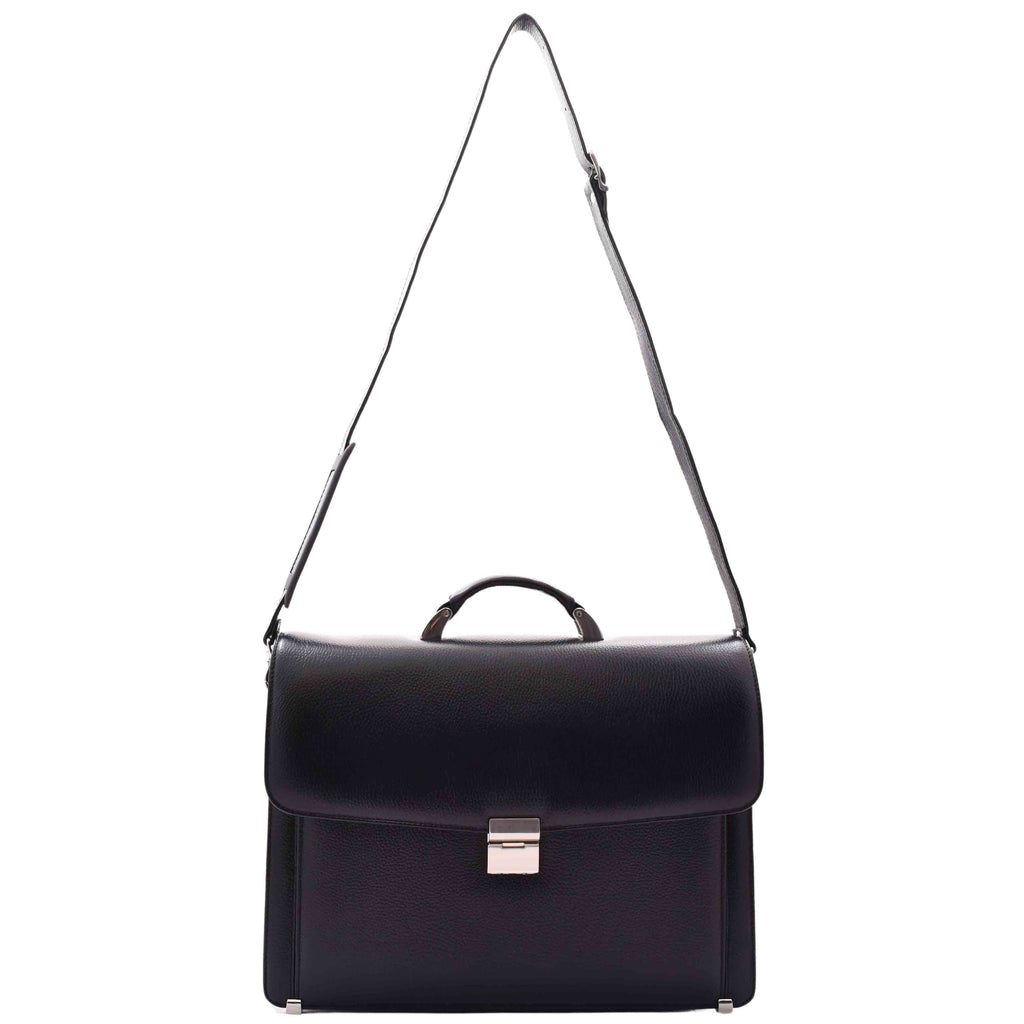 DR602 Men's Classic Leather Executive Briefcase Bag Black 9