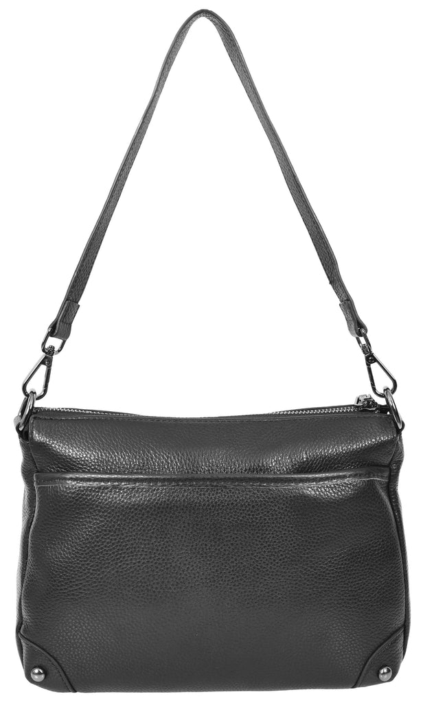 Adalynn Women's Real Leather Cross-Body Organiser Shoulder Bag Black-9