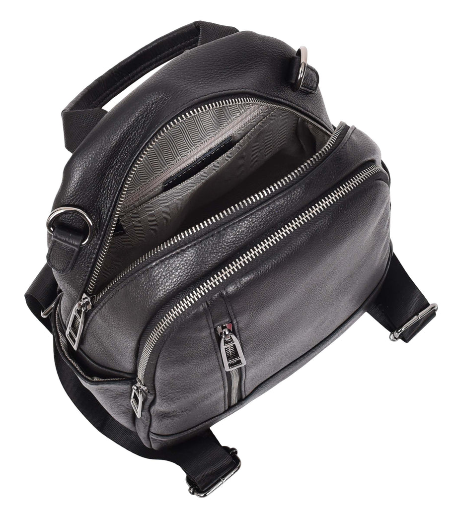 Calgary Women's Organiser Genuine Leather Backpack Black-9