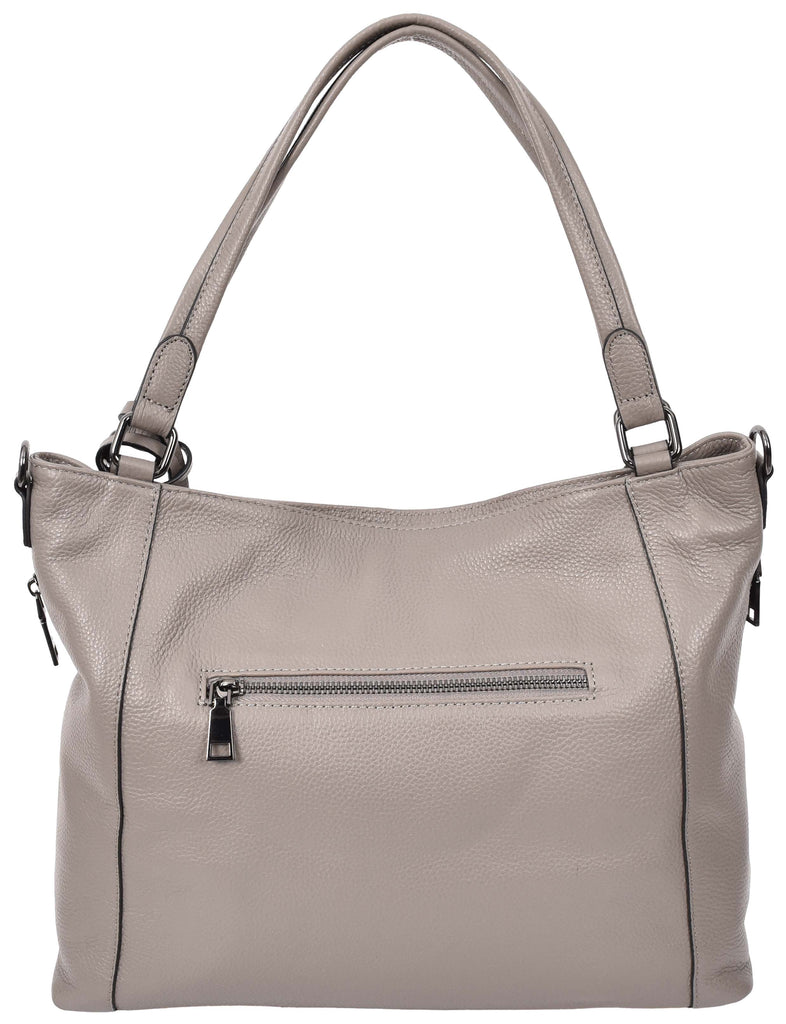 Abigail Women Leather Zip Opening Tote Shoulder Handbag Grey-9