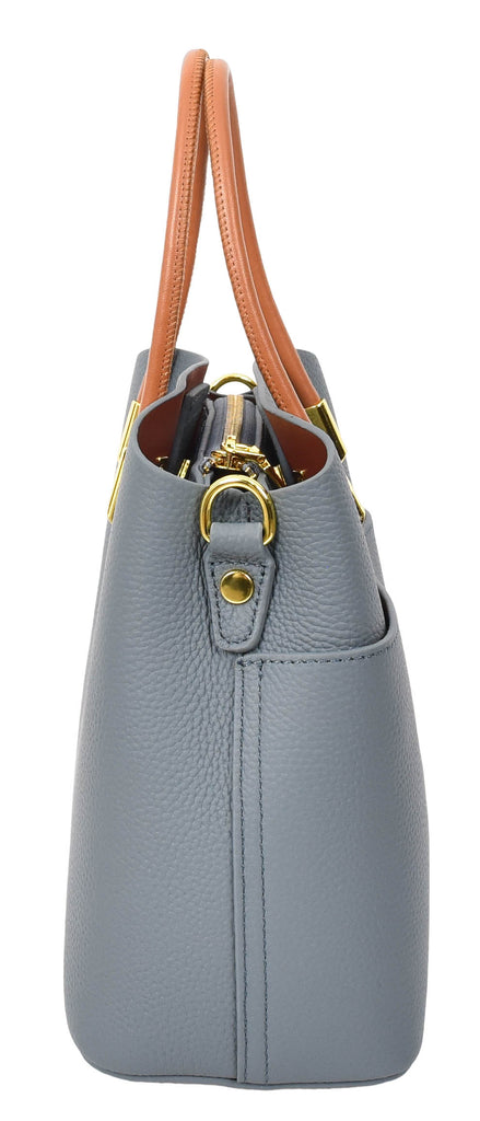 Winnipeg Women Leather Top Handle Shoulder Bag Sky Blue-9