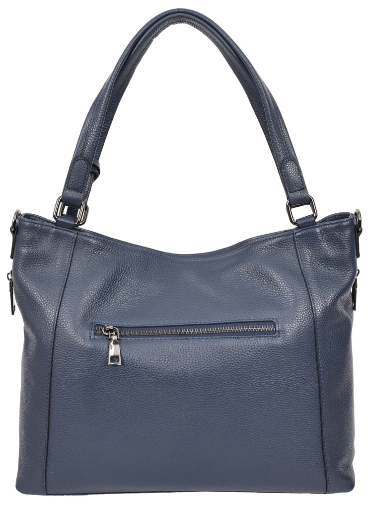 Abigail Women Leather Zip Opening Tote Shoulder Handbag Blue-9