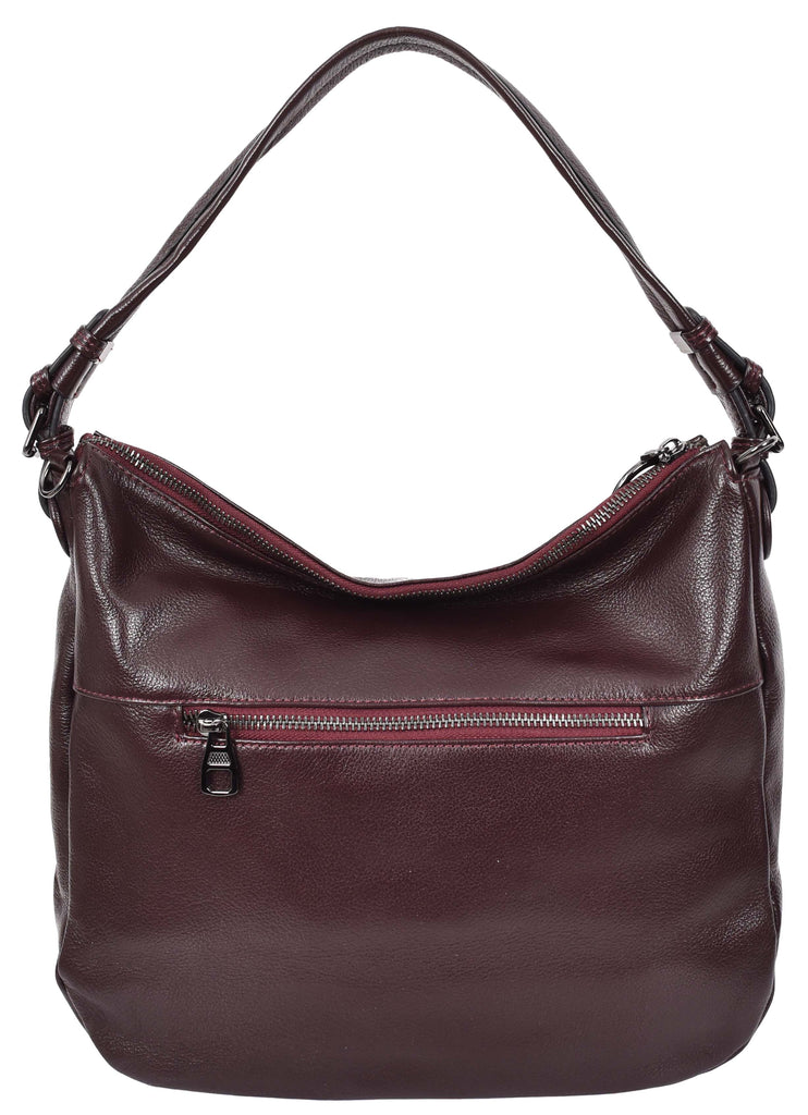 Ottawa Women's Genuine Leather Hobo Style Shoulder Handbag Purple-9