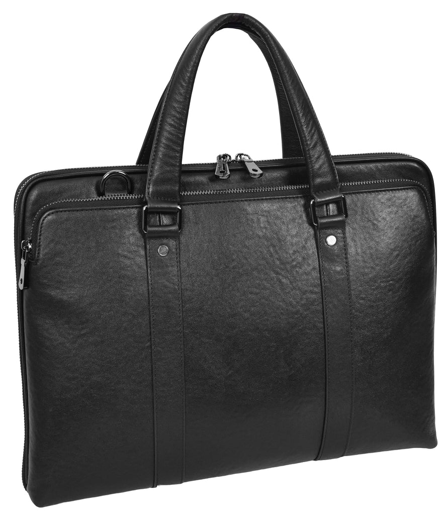 Bagify Genuine Leather Cross-Body Travel Briefcase Black-10