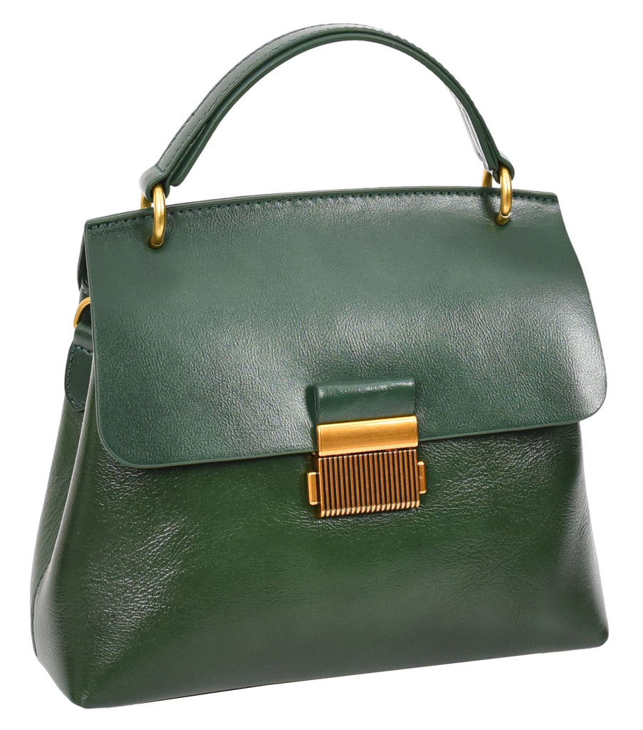 LUCENA Women's Small Real Leather Shoulder Handbag Green-8