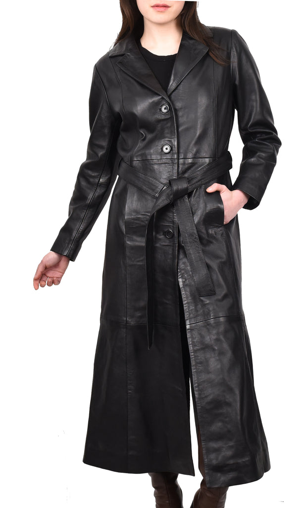 DR235 Women's Classic Full Length Long Coat Winter Black 8