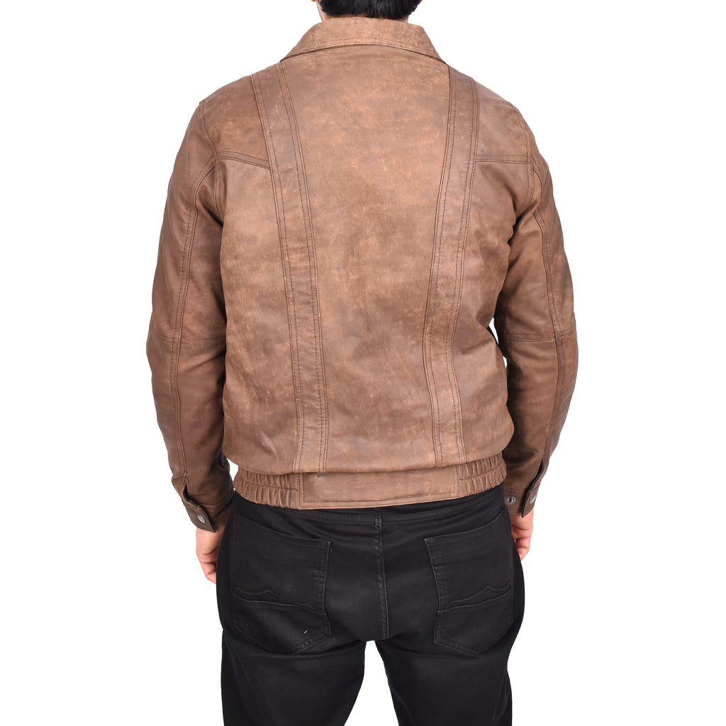 Men's Real Nubuck Leather Classic Brown Jacket Bomber Blouson Style Errick-8