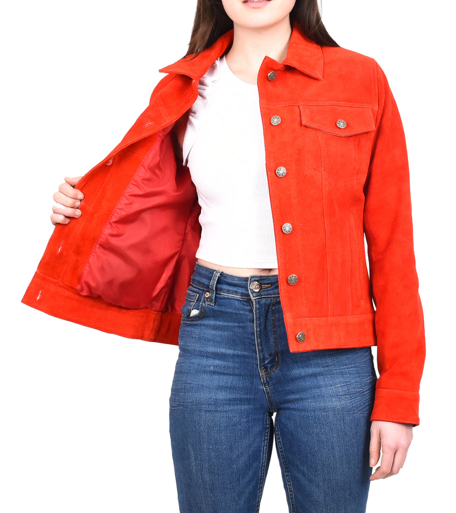 DR213 Women's Retro Classic Levi Style Leather Jacket Red 12