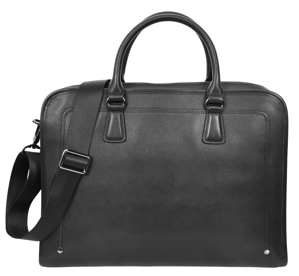 Bagmaster Genuine Leather Organiser Cross-Body Briefcase Black-10