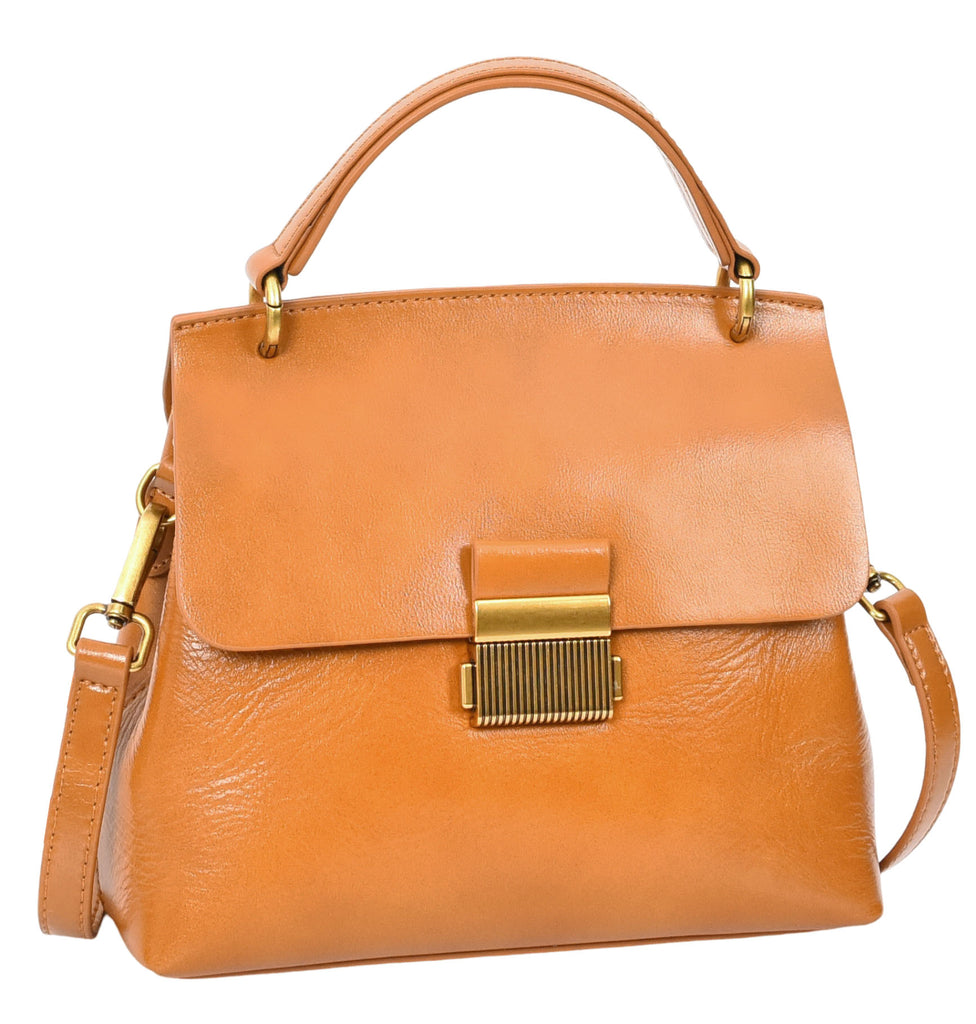 LUCENA Women's Small Real Leather Shoulder Handbag Tan-8