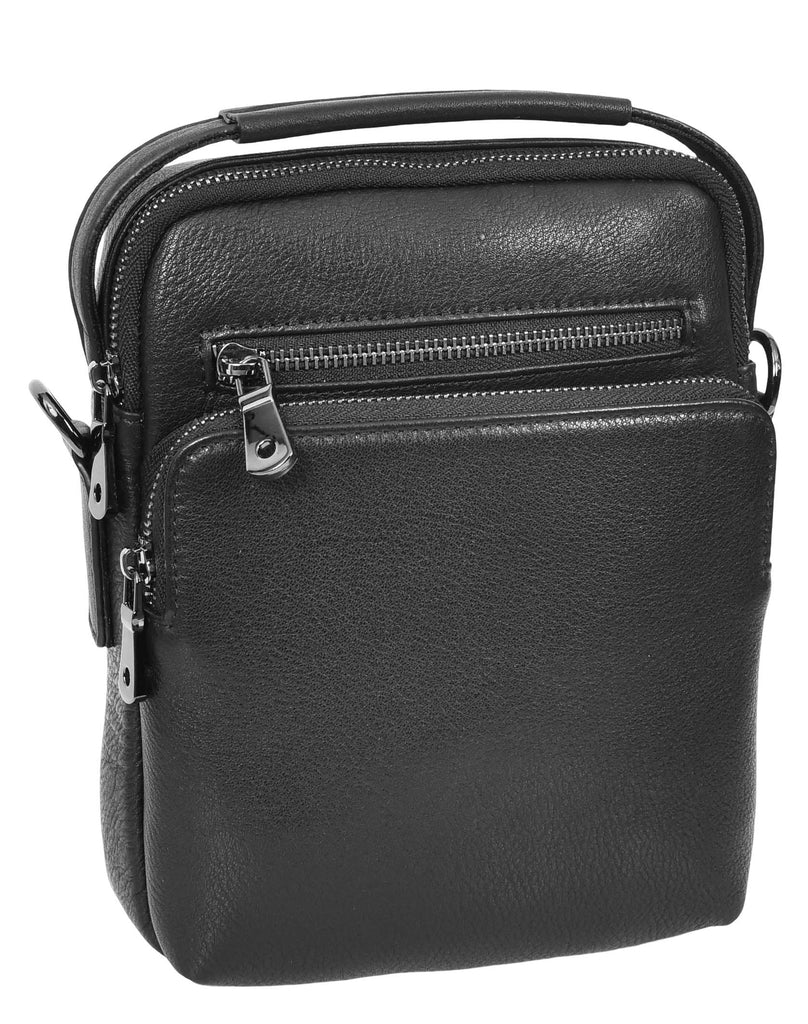 Bodymate Men's Small Leather Cross-Body Organiser Bag Black-8