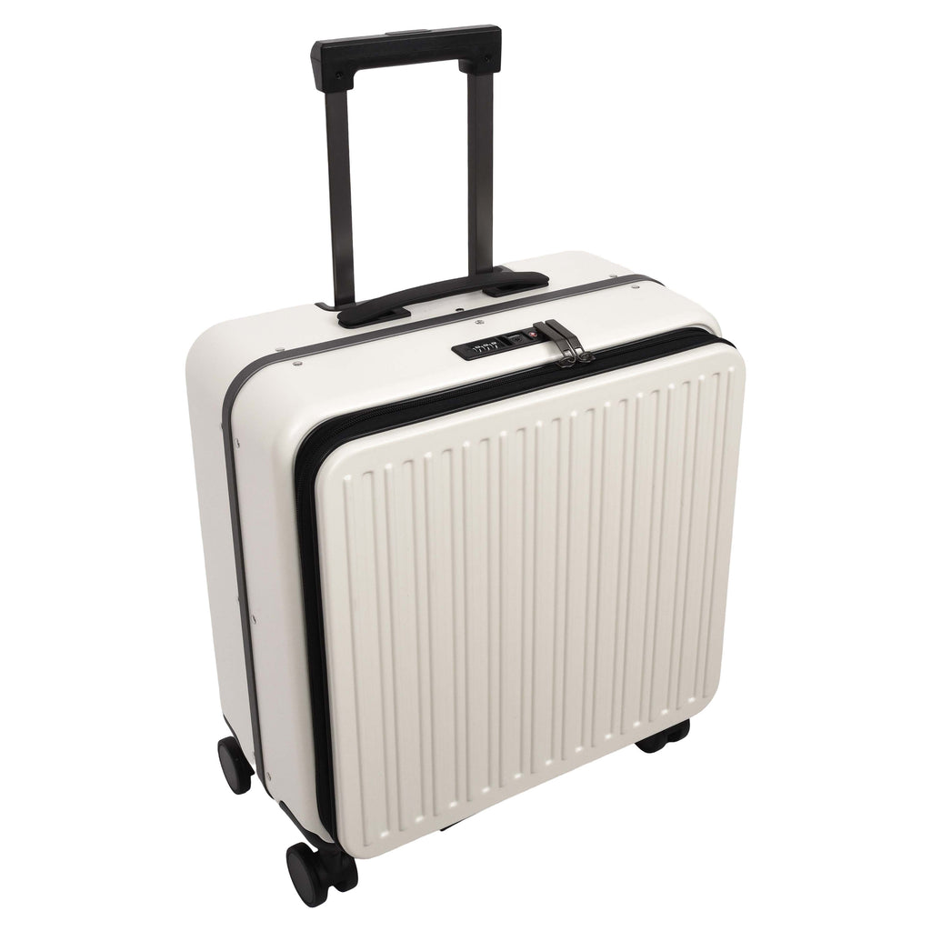 DR696 Four Wheeled Pilot Case Hard Shell Lightweight Cabin Bag White-10