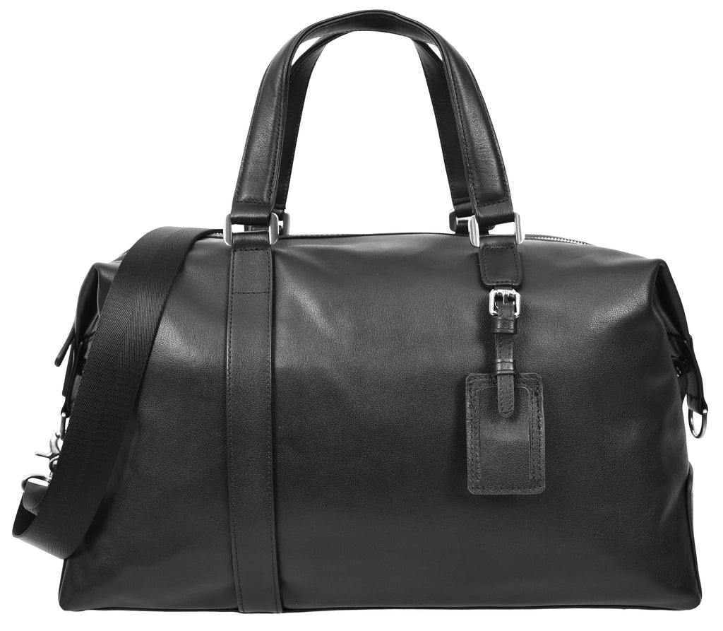 Pathpal Genuine Leather Weekend  Travel Holdall Duffle Black-9