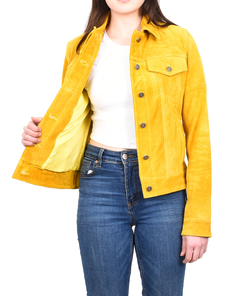 DR213 Women's Retro Classic Levi Style Leather Jacket Yellow 12