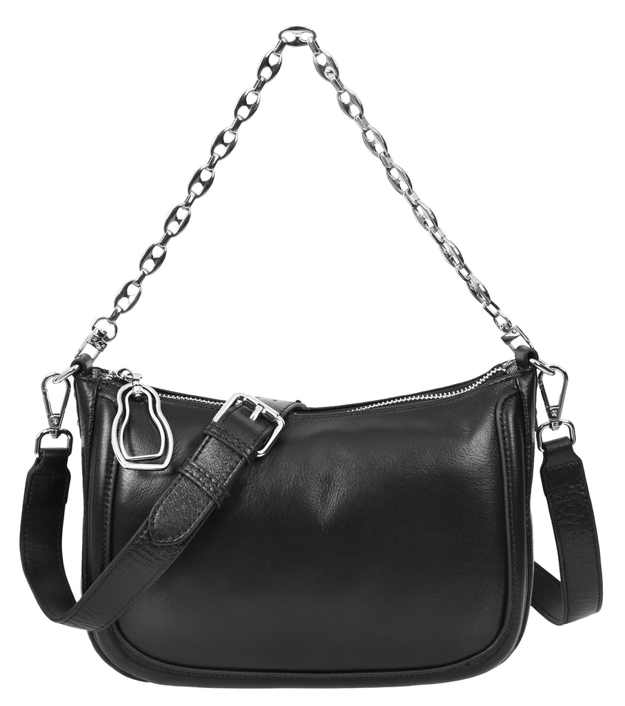 Blingstrap Women Leather Cross-Body Strap Handbag Black-11