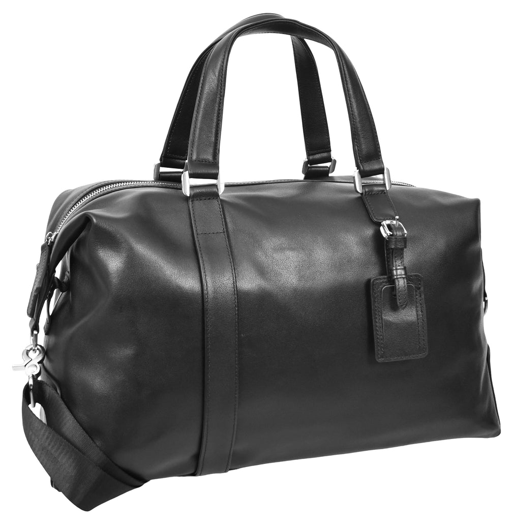 Pathpal Genuine Leather Weekend  Travel Holdall Duffle Black-10