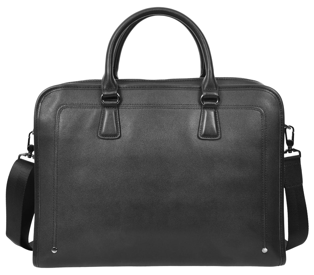 Bagmaster Genuine Leather Organiser Cross-Body Briefcase Black-11