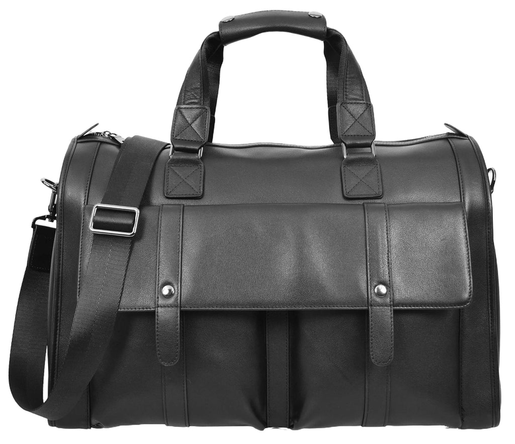 Holicarry Leather Weekend Large Holdall Overnight Bag Black-11