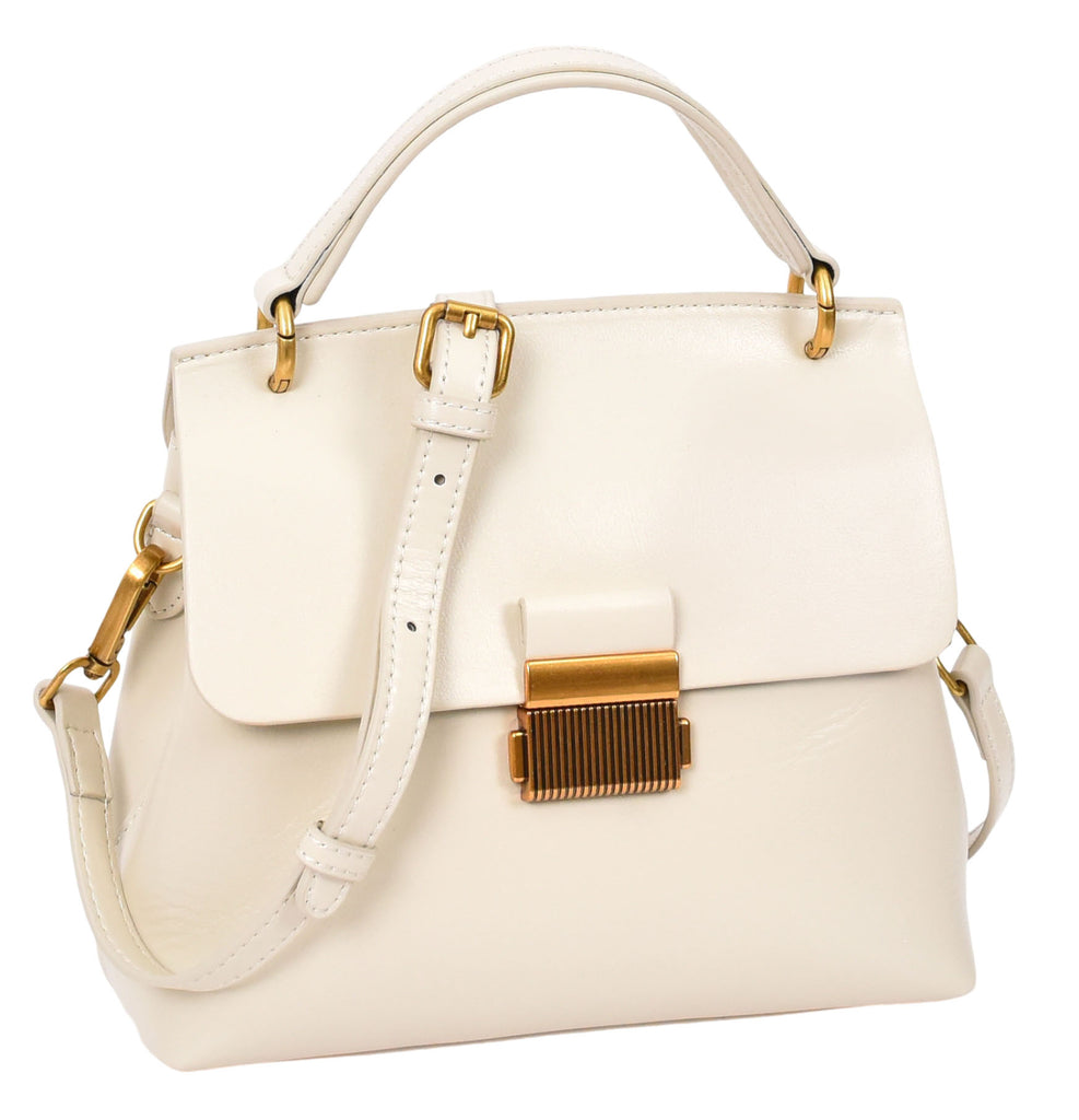 LUCENA Women's Small Real Leather Shoulder Handbag White-8