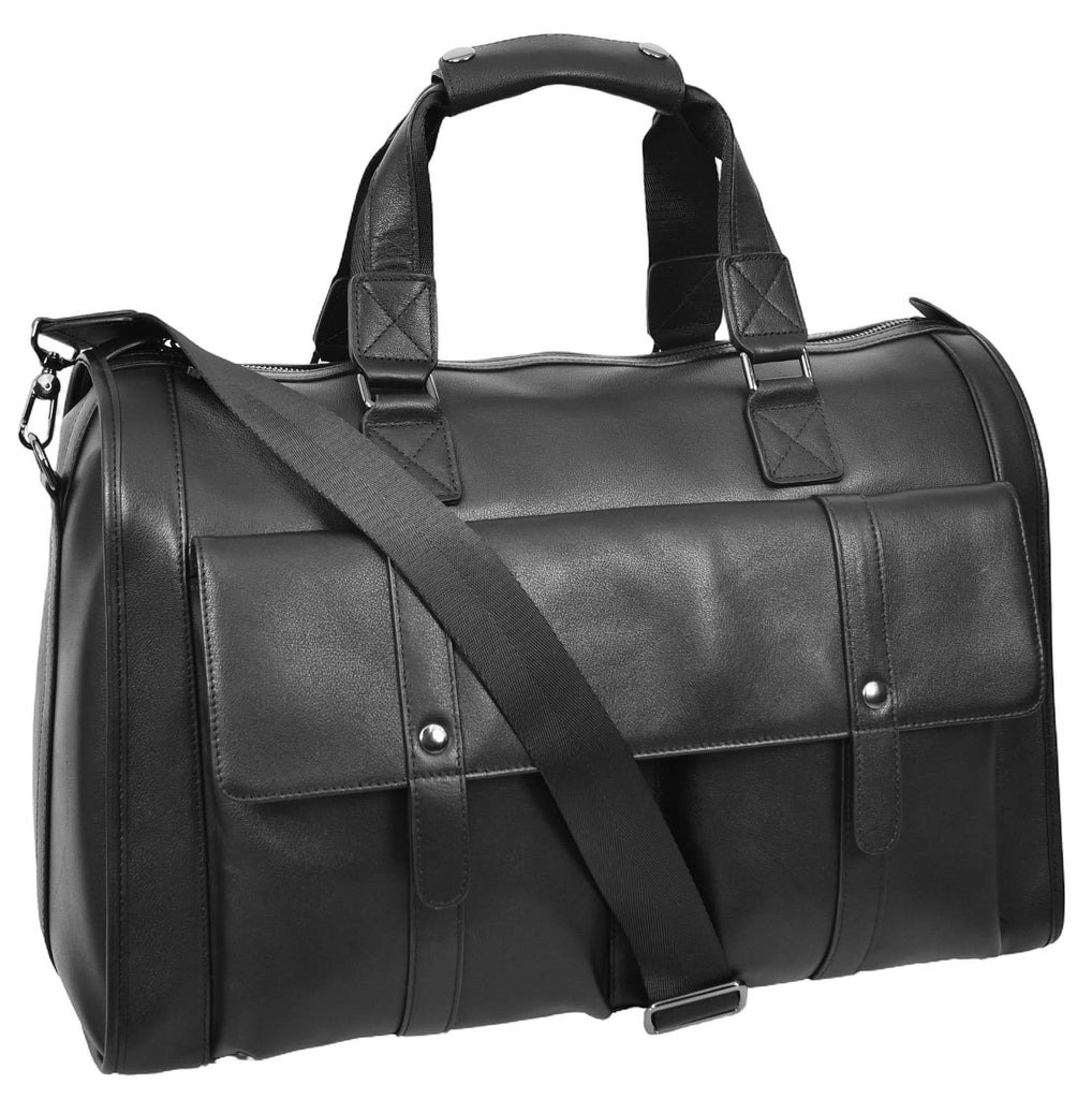 Holicarry Leather Weekend Large Holdall Overnight Bag Black-12