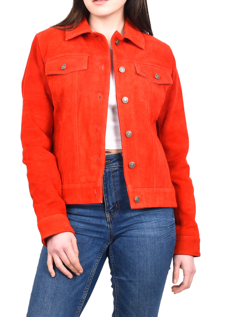 DR213 Women's Retro Classic Levi Style Leather Jacket Red 10